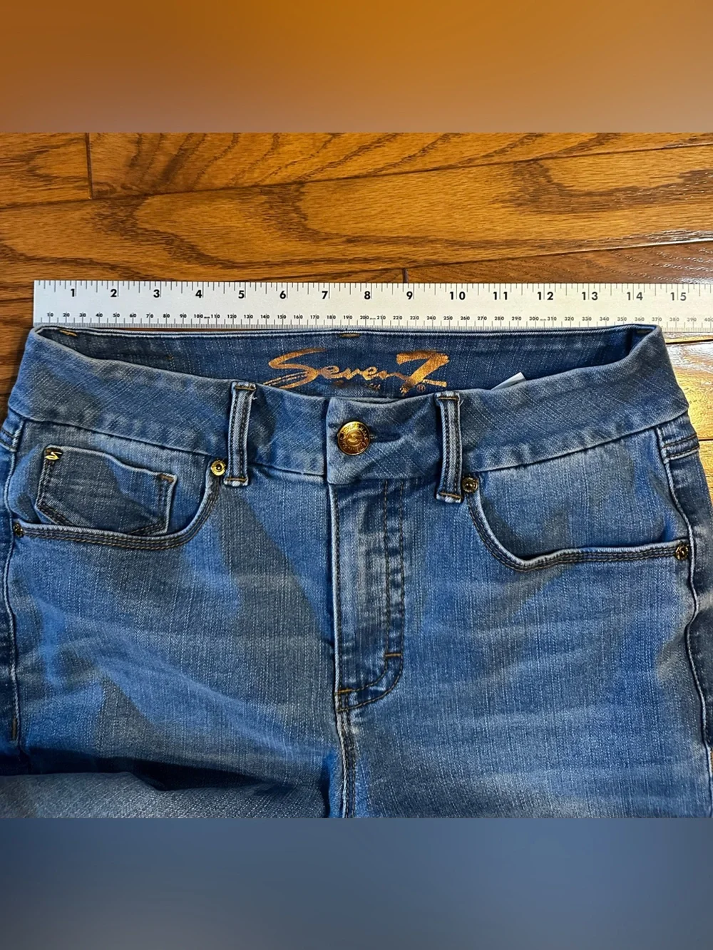 Seven Classic Tummyless High-Rise Slim Boot Blue Women's Jeans_13
